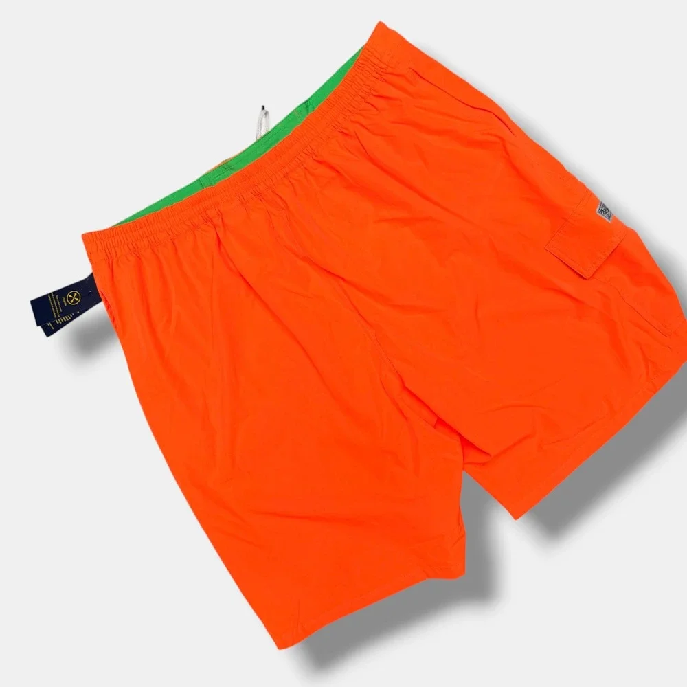 Polo Ralph Lauren Swim Trunks Mens 2LT Orange Neon Cargo Classic Fit New
